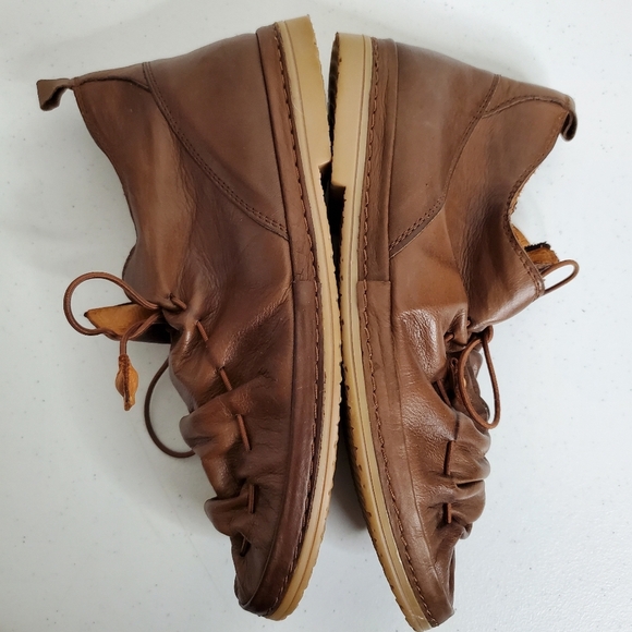 Lemon n’ Lime Leather Ankle Boot Size 41 Brown Lace-up Scrunch Comfort Bootie - Picture 8 of 16